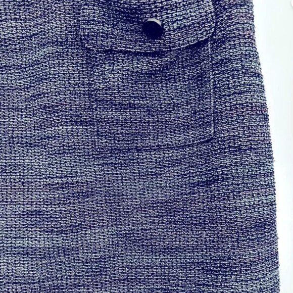 LOFT Women's Sz 12 Blue Multi Tweed Short Sleeve Sheath Dress Pockets EUC - Picture 4 of 6